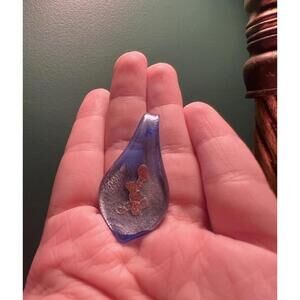 Vintage Murano Glass Leaf Pendant- 2" Long